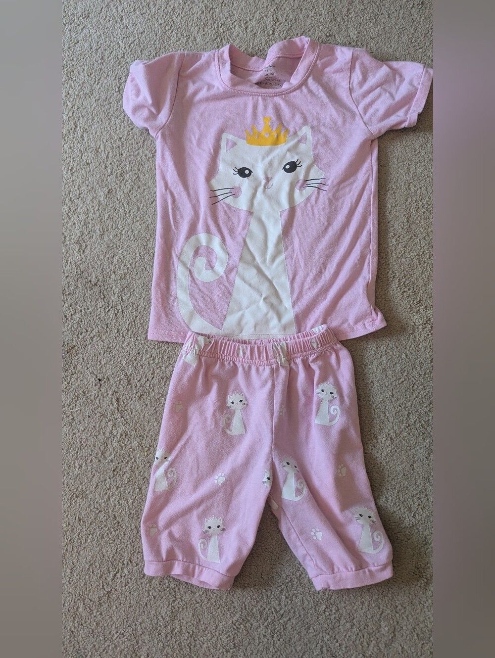 Pink Cat Princess Kids Pajama Set